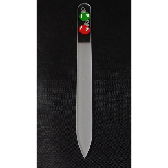 Glass Nail File Christmas Ornaments Czech Crystal Hand Painted Medium 5.5" - Picture 5 of 12